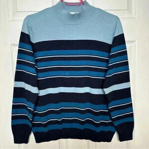 Northern Reflections Sweater Kick Neck Stripes Blue Size Extra  Large